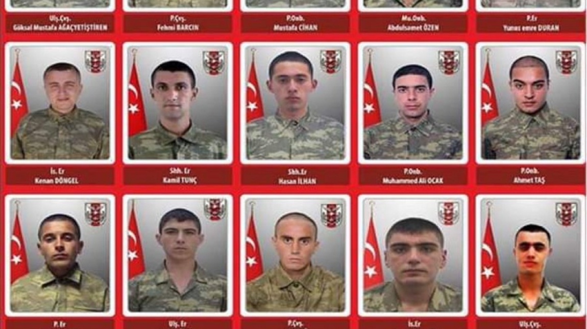  Vatan ve bayrak için can veren Şehitlerimizin acısı yüreklerimizde halen tazeliğini korumaktadır. Şehitlerimize Allah'tan rahmet, tüm gazilerimizi saygı ve minnetle anarak  yüce Türk milletimize baş sağlığı ve sabırlar  diliyoruz.